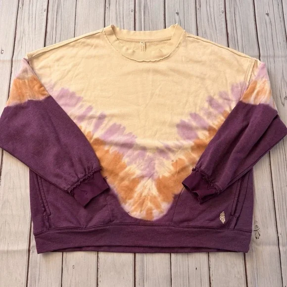 Free People Ombre Tie-Dye Metti Crew‎ Oversized Sweatshirt Size Small /Medium