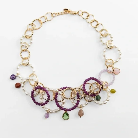 🌹NWT. Zara Pearl Bead and Stone Necklace.