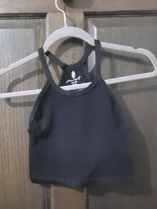 Free People Movement Black Ribbed Tank Crop with Racerback