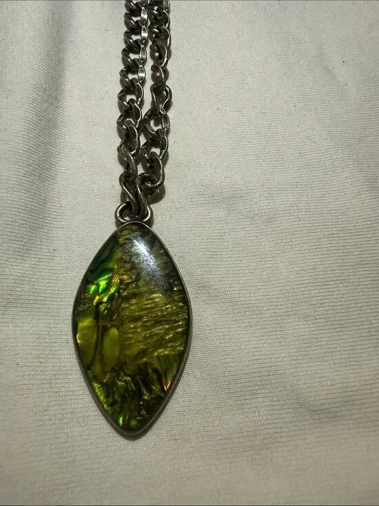 Vintage Abalone Shell Pendant Necklace