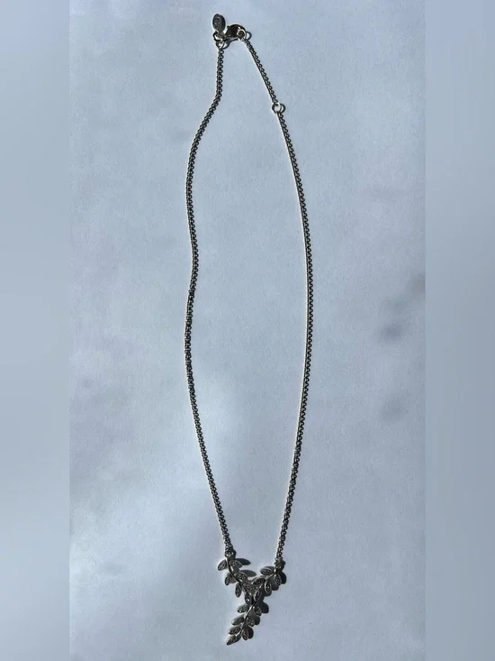 Retired Pandora Sterling Silver Sparkling Leaves Necklace | Like New | Authentic
