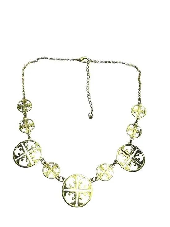 Goldtone Circle Necklace Lobster Clasp 16-19 inches Long