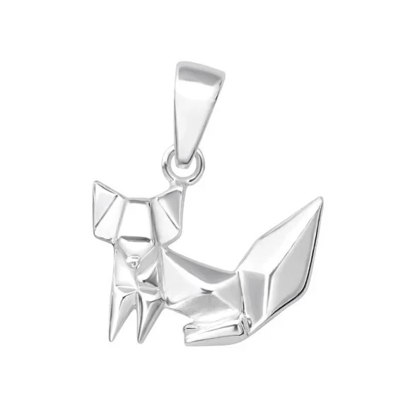 Sterling Silver Dainty Origami Fox Pendant