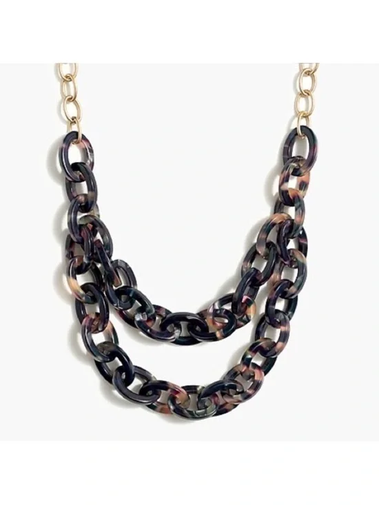 J. Crew Multi Rainbow Double Layer Tortoise Necklace