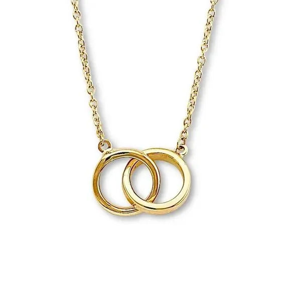 14K Yellow Gold Together Necklace | Interlocking Pendant By Tehrani Jewelry