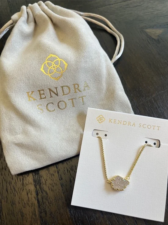 Kendra Scott Tess Gold Iridescent Druzy Pendant Necklace