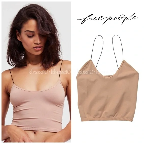 Free People Intimately Free Skinny Strap Seamless Brami Tank in Nude XS/S & M/L