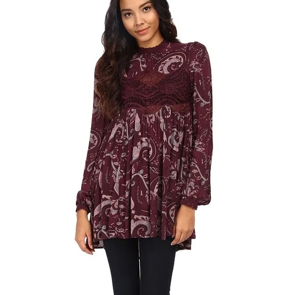 Free People sweet thing tunic dress purple floral size medium