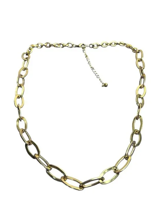 Goldtone Oval Link Chain Necklace Lobster Clasp 20 - 23 inches Long
