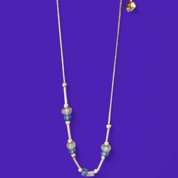 Vintage Blue and silver beaded necklace #boho