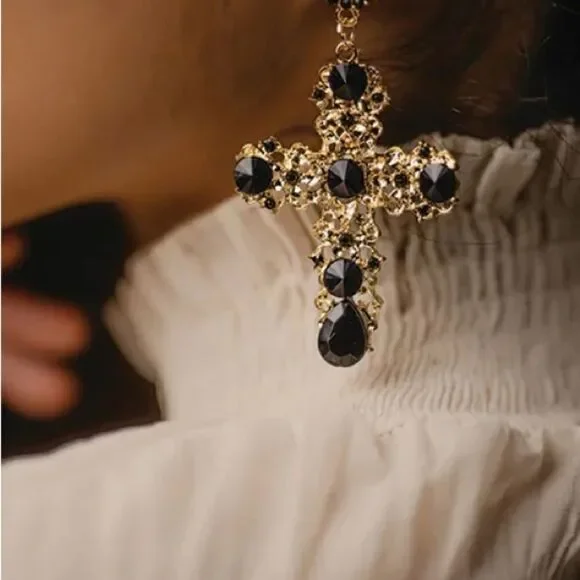 Vintage cross earrings N1159