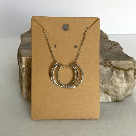 Sterling Silver 925 Triple Horseshoe Pendant Necklace 18
