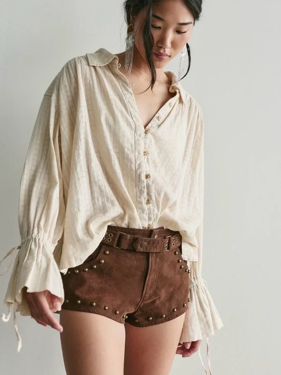 Free People The Cool Kid Suede Micro Shorts