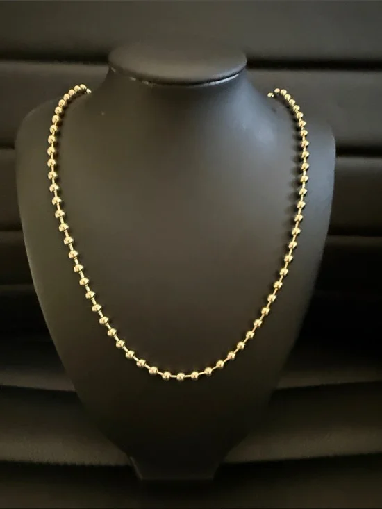 18K Gold Filled Bead Station Necklace - Classic Women’s Jewelry NEW with Box