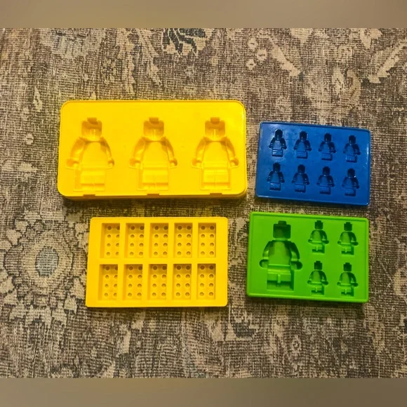 Lego Man, Bricks & Mini Figure Silicone Mold Tray Chocolate Candy Ice Cubes