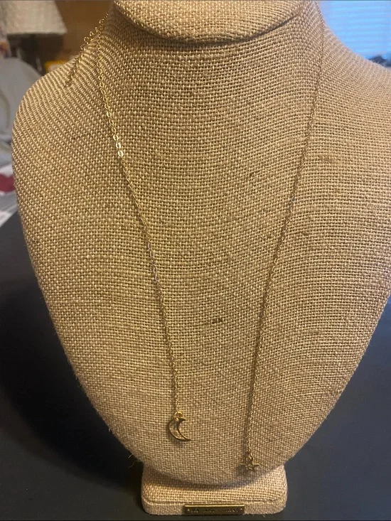 Gold Moon and Star Drop Necklace - Women Jewelry