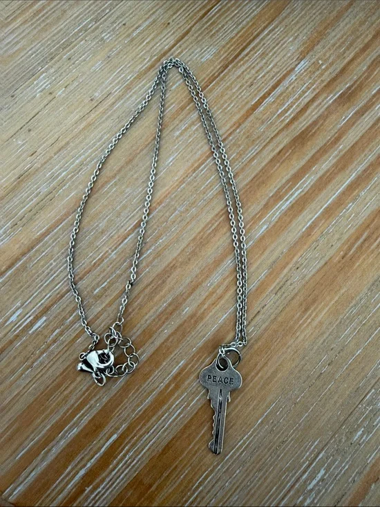 Silver Key Pendant Necklace with 