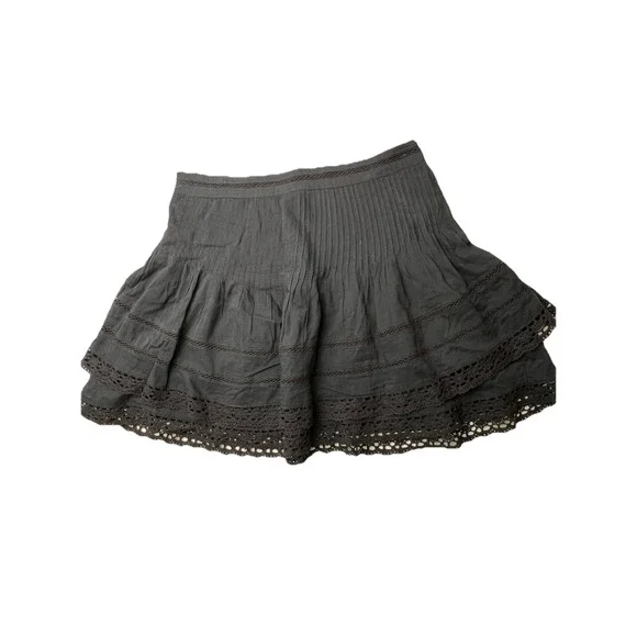 Free People Summer's Night Black Lace Mini Skirt High Waisted Cotton Size 4