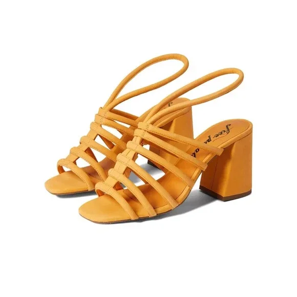 Free People Colette OB1432993 Sandals Women's US 9 Hot Orange Block Heel KHD601