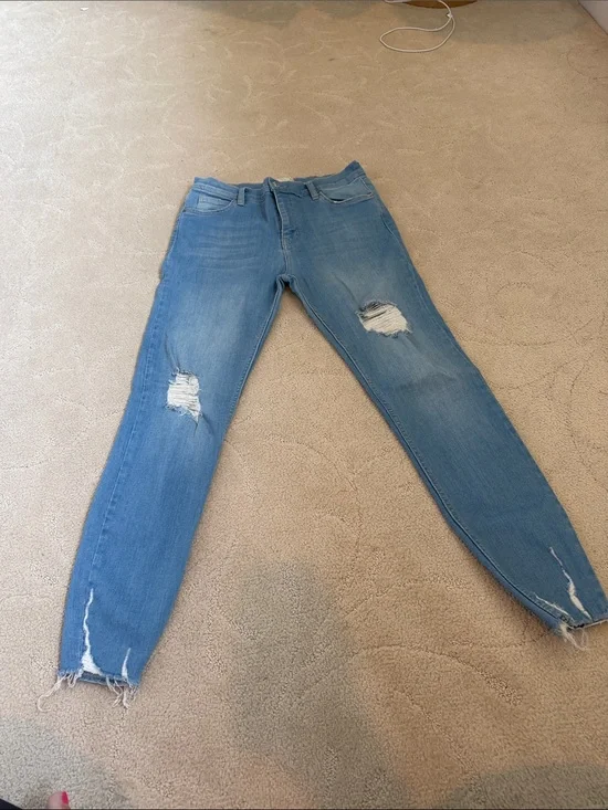 Free People Women's Distressed Light Blue Skinny Jeans