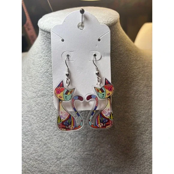#41. Acrylic Cat Dangle Earrings