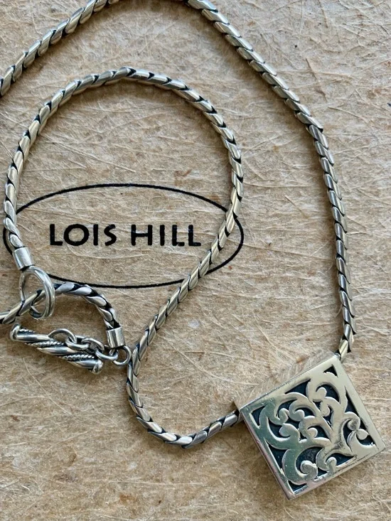 Lois Hill Silver Square Pendant Necklace