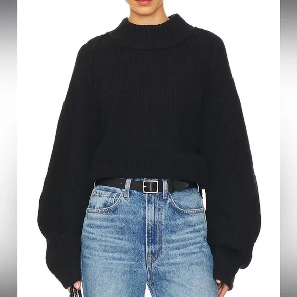 NWOT Free People Black Sunbeam Oversize Turtleneck Sweater