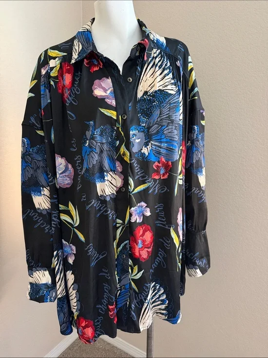 FREE PEOPLE | Silky Nights Floral Tunic Top SZ - Large