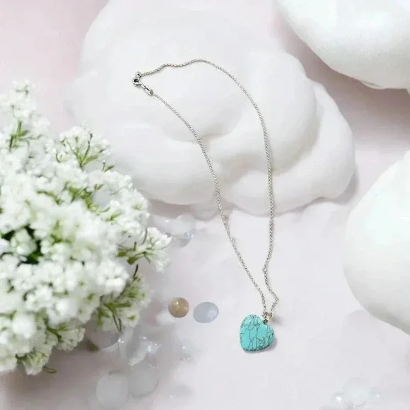Turquoise Heart Bohemian Silver Plated Necklace