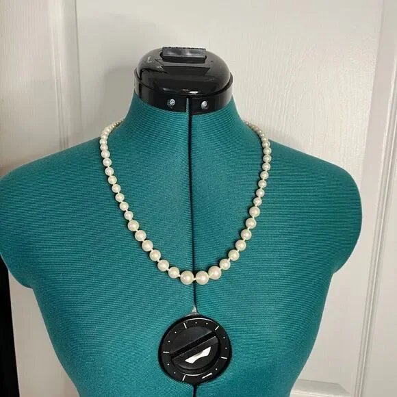 Beaded Long Graduated Faux Pearl Wedding Bridal Necklace