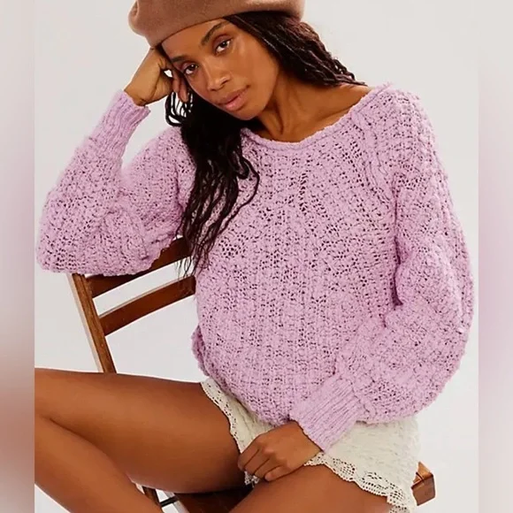 FREE PEOPLE LILAC BOUQUET IN A‎ SWIRL PULLOVER SWEATER SZ xs NWT