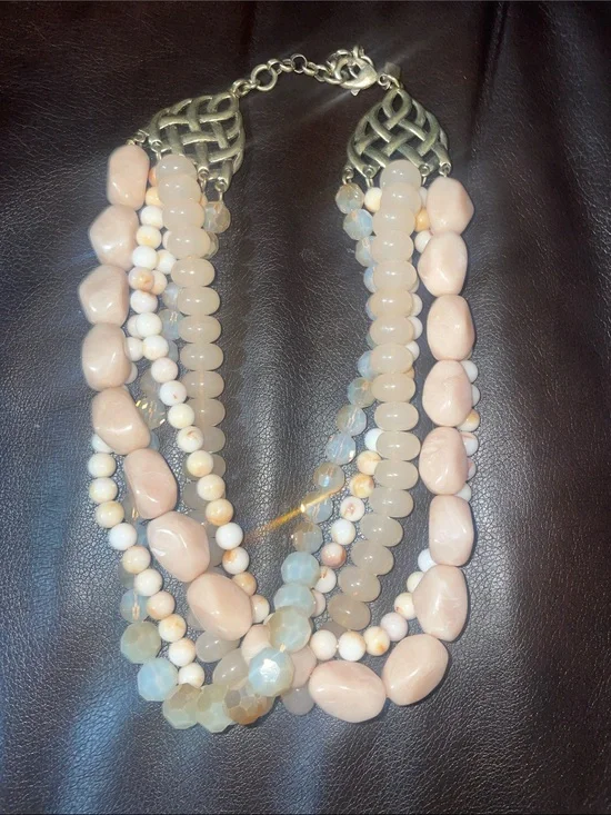 Banana Republic Multi-Strand Peach and Cream Bead Necklace