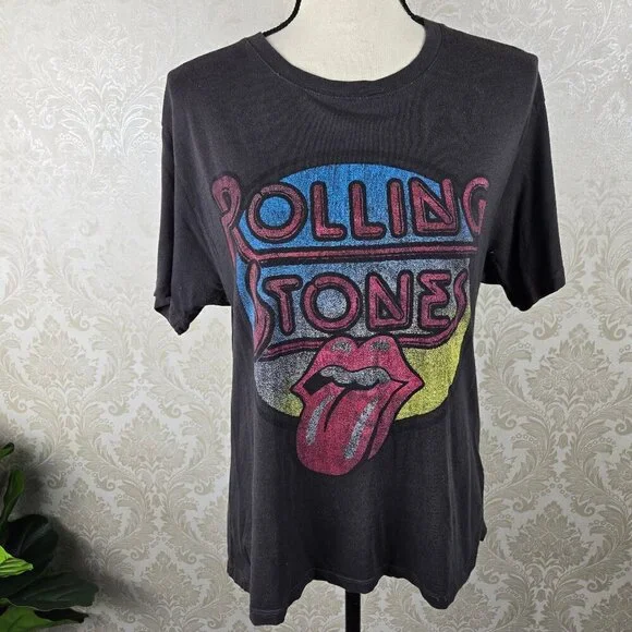 Daydreamer by Free People Size Small Gray Rolling Stones Tshirt Short Sleeve