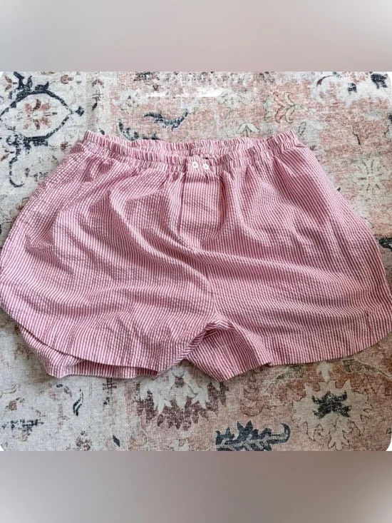 Free People Pink Seersucker Pajama Shorts
