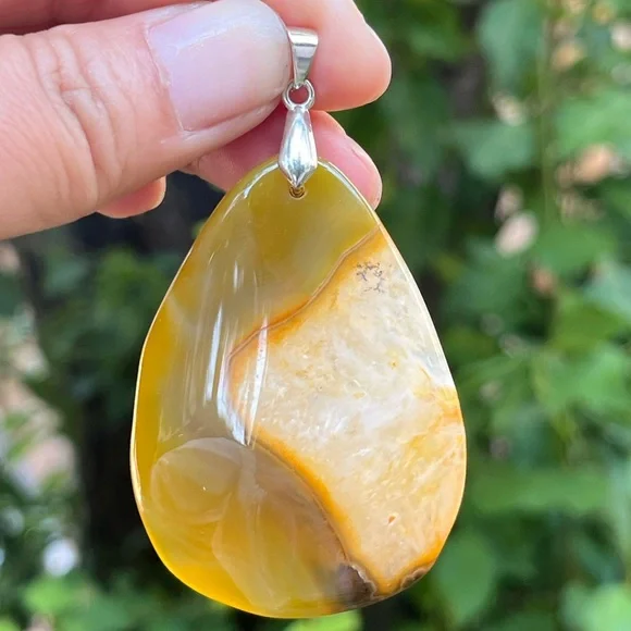 925‎ silver plated natural yellow druzy agate
