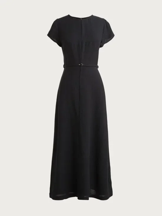 J. Crew Black Luster Canvas Mathilde Midi Dress Size 0 54383