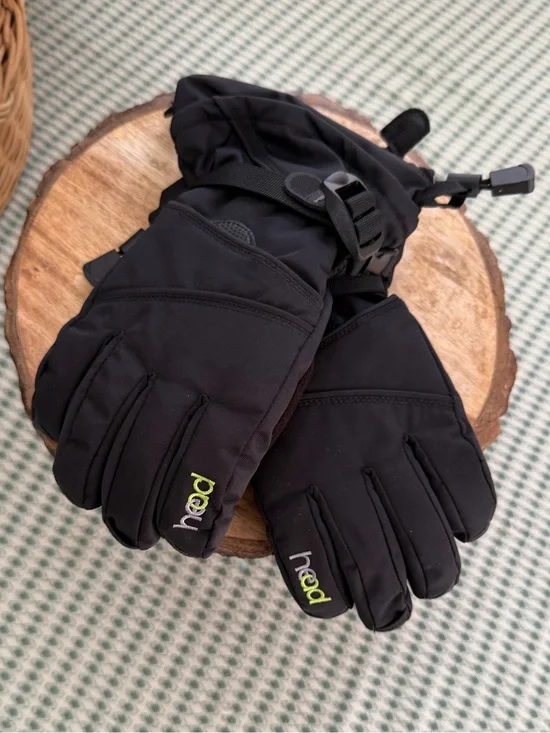 New HEAD Junior Ski Gloves in black with lime green Size Medium