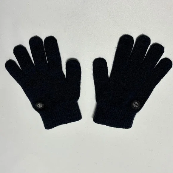 Timberland Knit Gloves‎ Kids Navy Blue Excellent Logo Ribbed Cuff Winter
