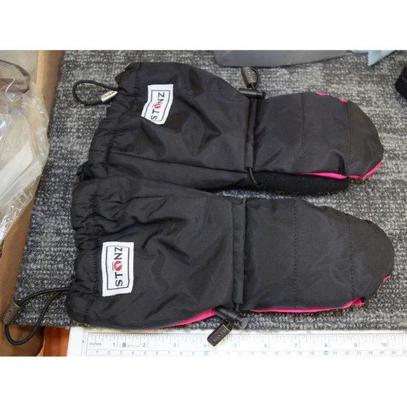 STONZ LONG MITTZ Snow Mittens 2T 3T 4T Nylon Fleece Lined Insulated Pink Black