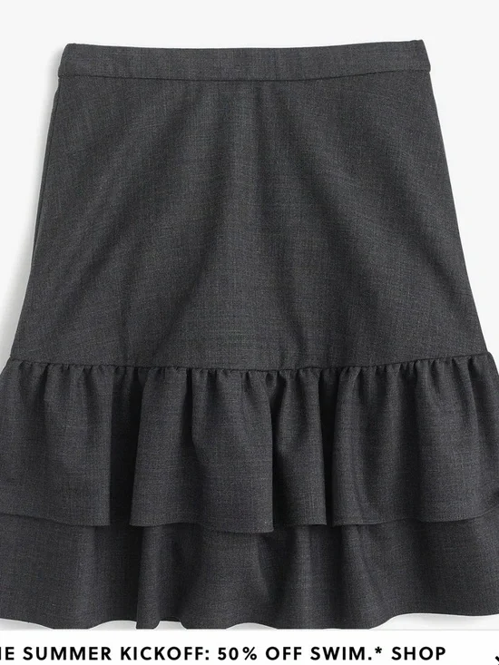 J. Crew Dark Gray Tiered Ruffle A-Line Skirt