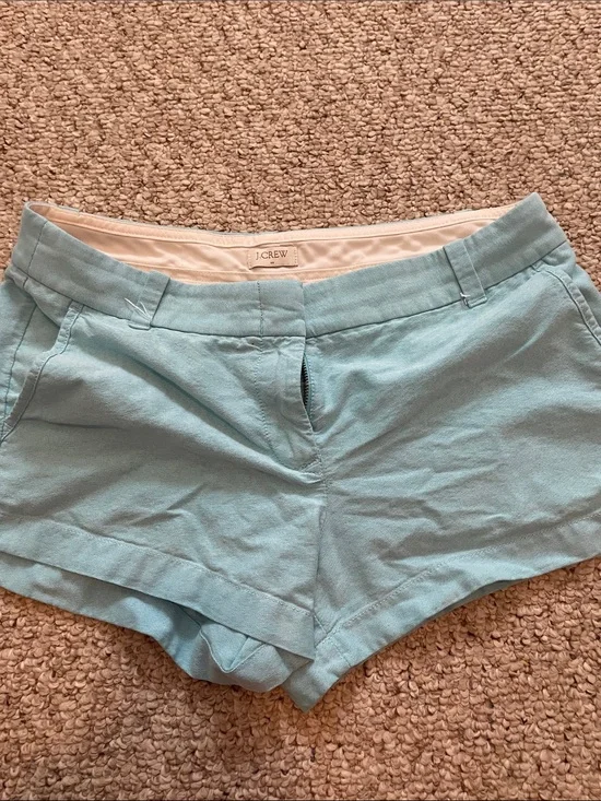 J. Crew Light Blue High-Waist Linen-Blend Shorts