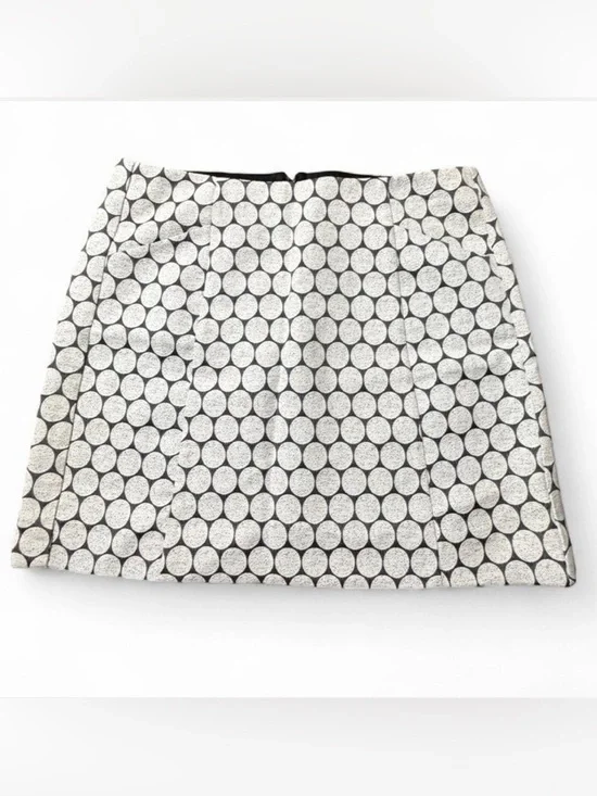 Women's J.Crew Black/White Textured Polka Dot Mini Skirt Sz 6 Office Work Preppy