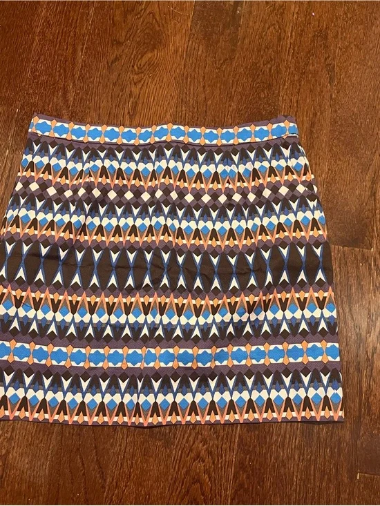 J. Crew Geometric Pattern Mini Skirt in Blue and Orange