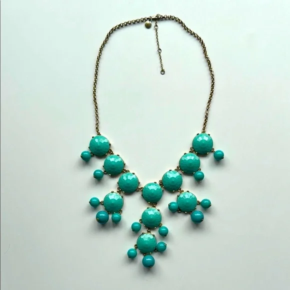 J. Crew gold & Turquoise faceted stone statement bib necklace