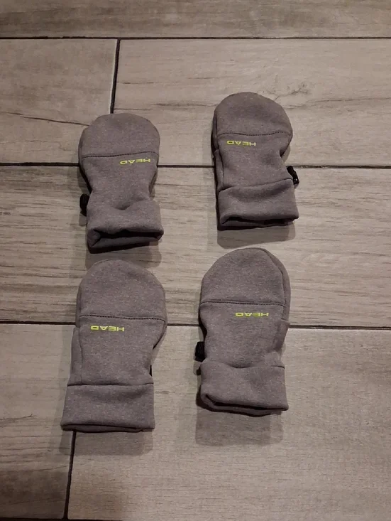 🍦Head Grey Toddler Kids Mittens with Lime Logo