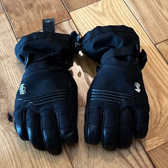 REI Youth Black Insulated Ski Gloves, Sz Large