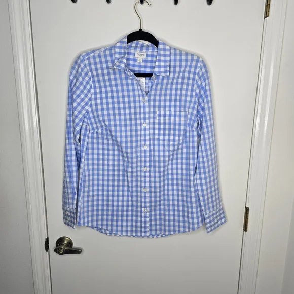 J. Crew Blue/White Gingham Women's Buttondown Shirt Size Small NWT