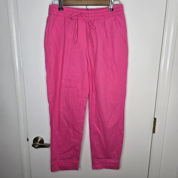 J. Crew Hot Pink  Linen Pants Size 6