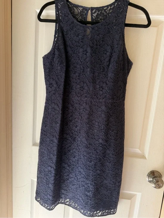 J. Crew Navy Floral Lace Mini Dress