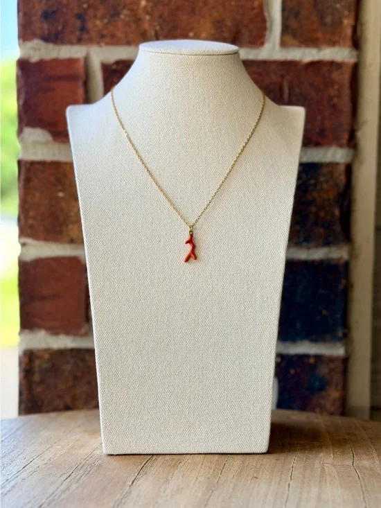 Gold Coral Charm Necklace